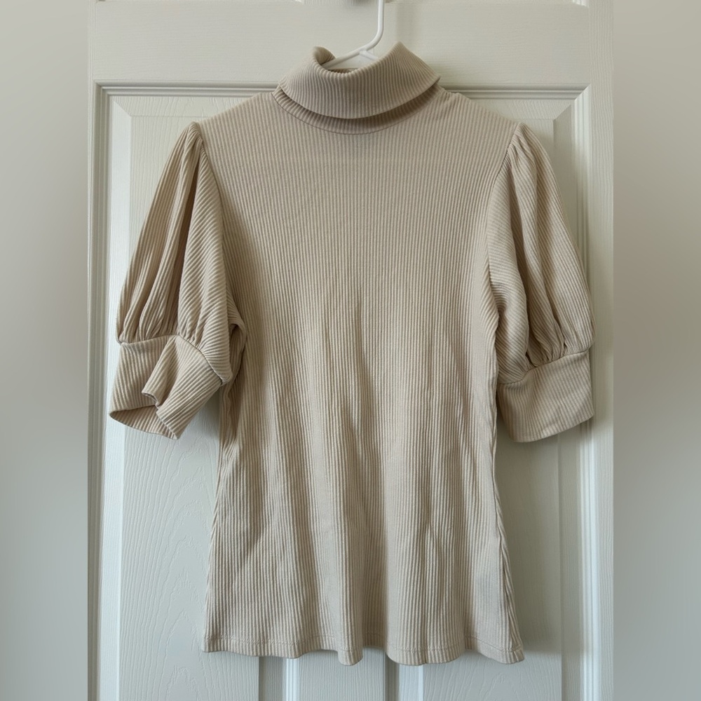 Who What Wear Cream Ribbed Turtleneck
